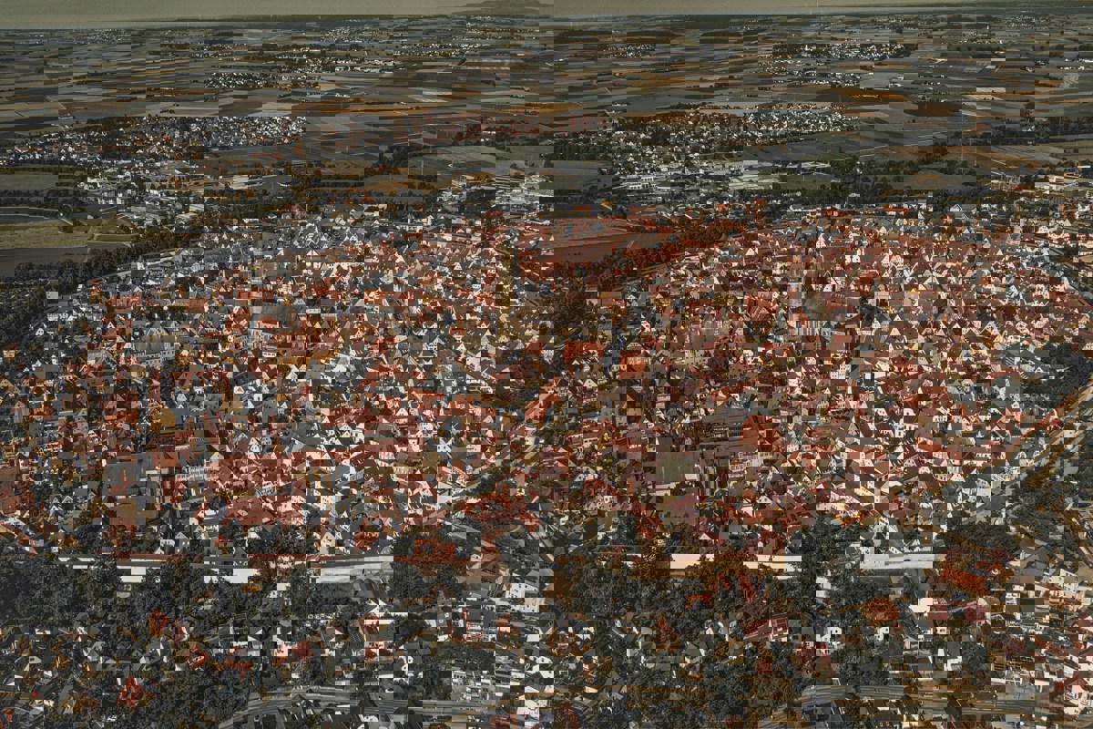 Flygfoto över stad