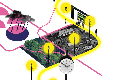 Urbana system och strukturer. Illustration.