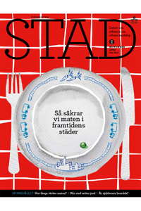 Omslag STAD 50/51. Dukning med tallrik, kniv och gaffel. Illustration.