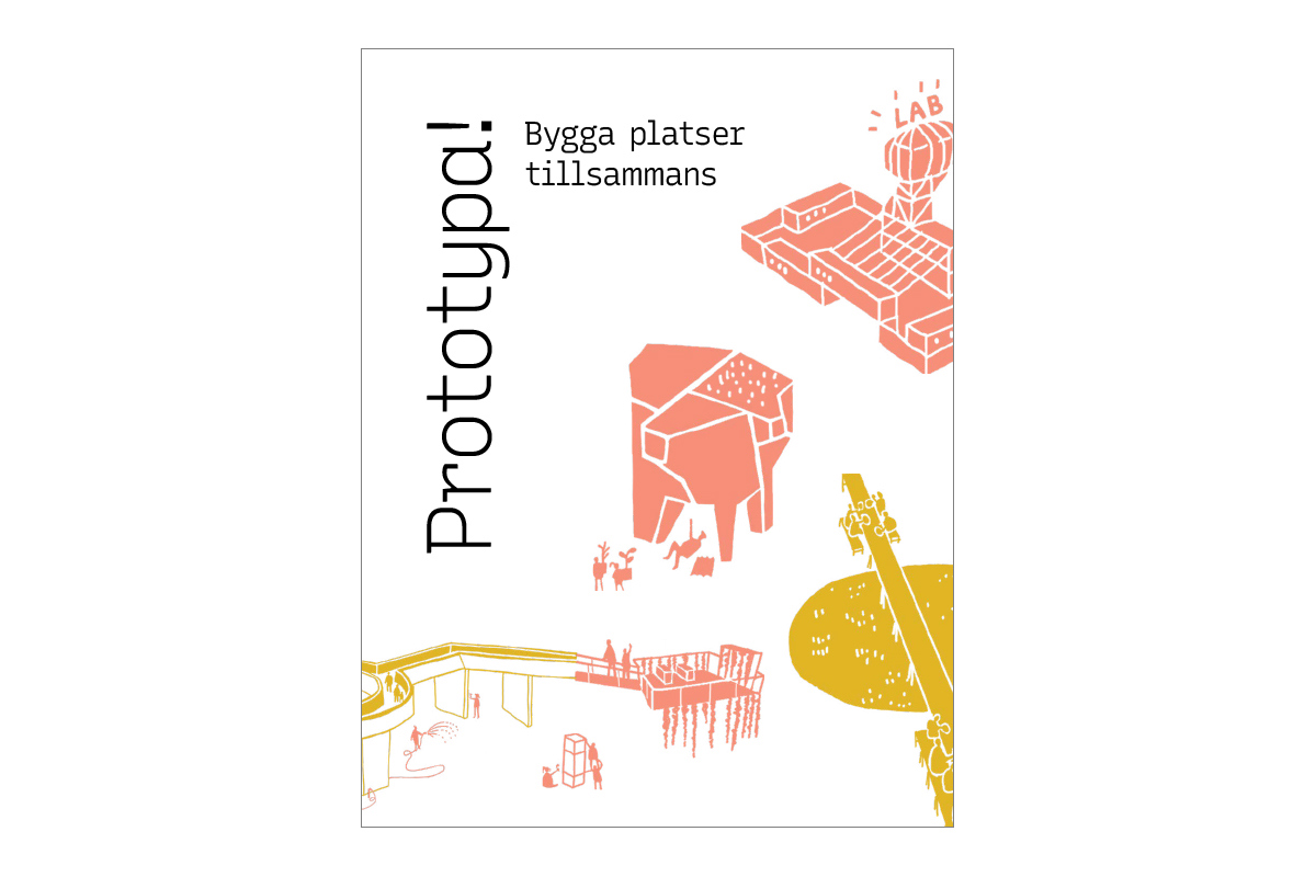 Bokens omslag, kollage av stadsmiljöillustrationer från Göteborg.