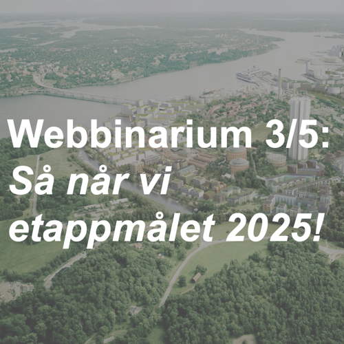 Flygfoto över landskap med loggor och text "Webbinarium 3/5: Så når vi etappmålet 2025!"