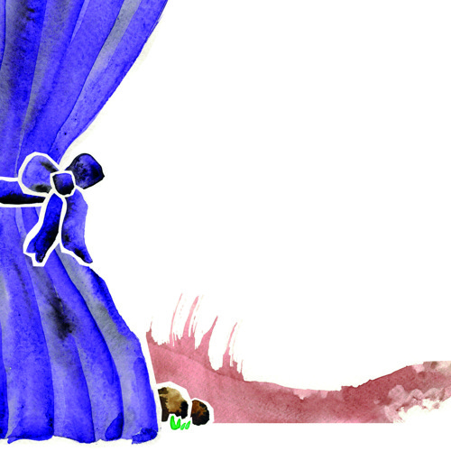 Draperi med rosett. Illustration.