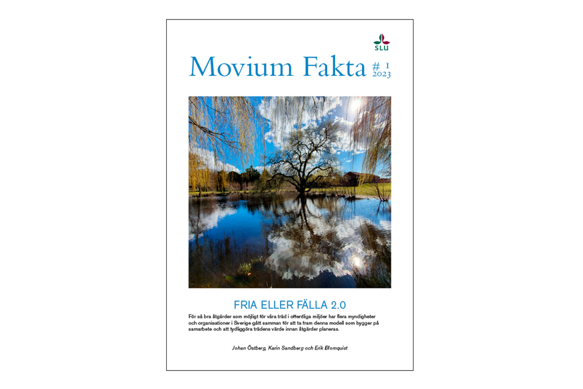 Faktabladets omslag, ett träd vid en sjö. Foto.