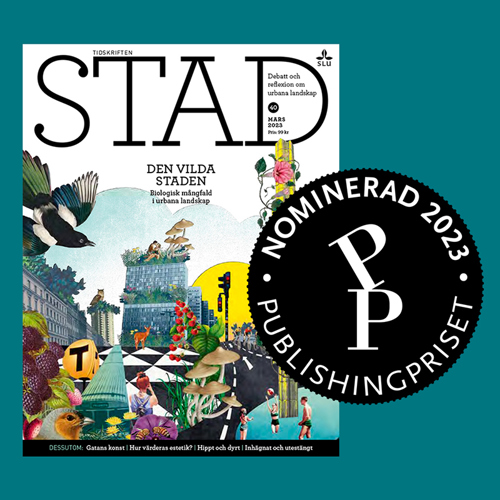 Omslaget till STAD 40 med Publishingprisets emblem. Illustration.